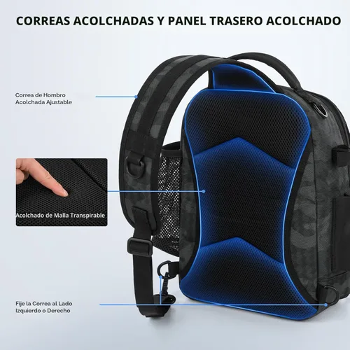 Miniatura 6 de KastKing Bolsa de Pesca con Eslinga BaitSpace, Mochila de Pesca con Soporte para Caña y Bebidas, Bolsa de Aparejos para Equipo de Pesca A: camuflaje