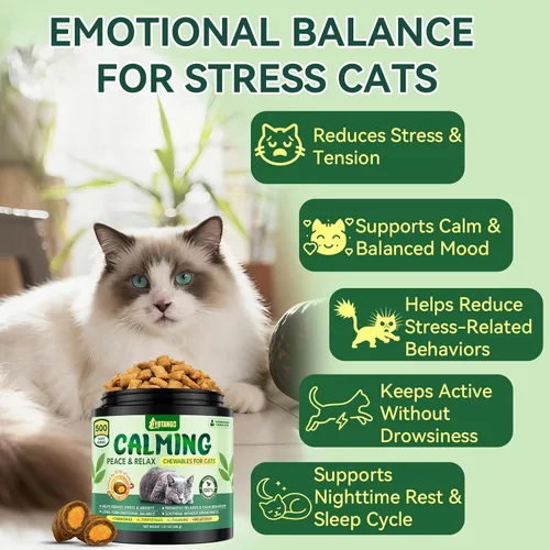 Miniatura 2 de YOTANGO Golosinas calmantes para gatos: 500 masticables calmantes crujientes para gatos gatitos, alivio de la ansiedad y reducción del estrés
