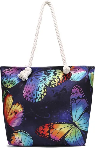 Miniatura 7 de Bolsas de mano con asa de cuerda, bolsa grande con asas de cuerda, lona resistente, reutilizable, bolsa de compras para comestibles, bolsa de playa