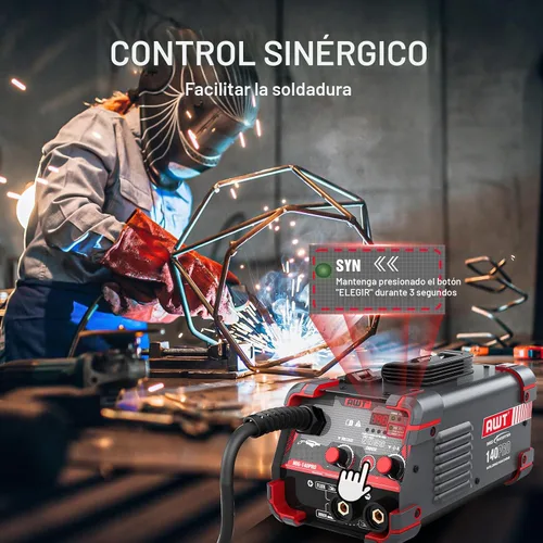 Miniatura 3 de AWT - Soldadora MIG de 140 A con núcleo fundente, máquina de soldadura con varilla y TIG con elevación 3 en 1, de 110 V con inversor IGBT Synergy
