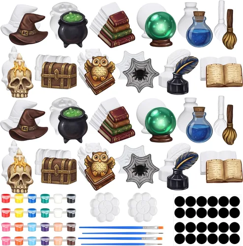 Miniatura 8 de Simgoing Juego de 24 juegos de pintura de cerámica para bricolaje, listo para pintar, cerámica, pintura, manualidades, artes y manualidades, juego