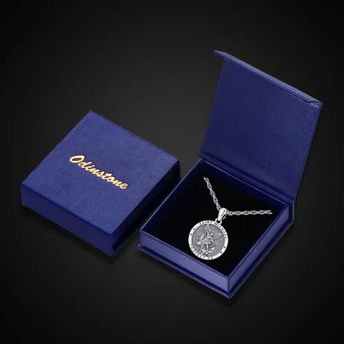 Miniatura 293 de Odinstone Collar de plata de ley 925 con medalla de San Miguel/San Cristóbal/San Benito/Crucifijo de Jesús/San Uriel/Arcángel Rafael para hombres
