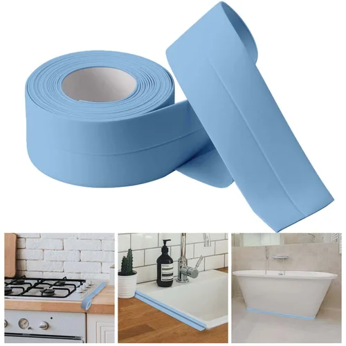 Cinta selladora para calafateo de baño y cocina, cinta adhesiva de PVC para sellar la bañera y las paredes, sellador para azulejos de ducha (azul)