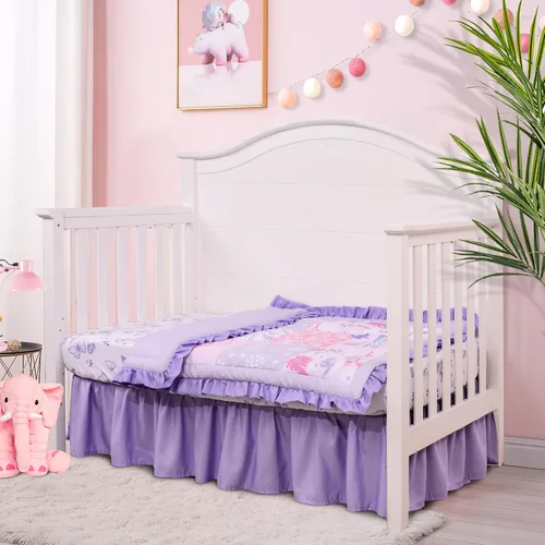Miniatura 2 de Juego de ropa de cama para cuna Cloele para niñas, 3 piezas de ropa de cama floral de mariposa para bebé - Incluye edredón, sábana ajustada y falda