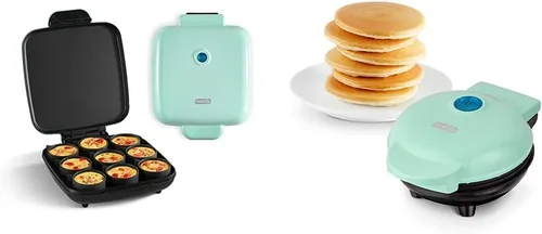 DASH Mini plancha eléctrica y máquina para hacer mordeduras de huevos familiares, cocina panqueques, huevos y bocados de huevo saludables para toda