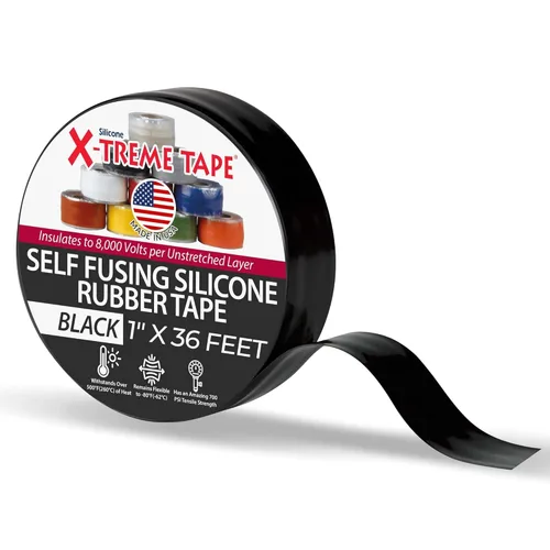Miniatura 10 de X-Treme Tape MOCAP Cinta Eléctrica de Servicio Pesado, Goma de Silicona Autofusible, Cinta Flexible Impermeable y Aislante, Eléctrica para Negro