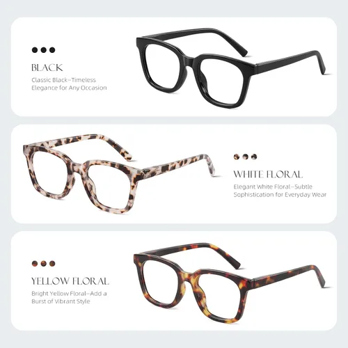 Miniatura 3 de Reading Glasses for Women Men - Blue Light Blocking Magnifying Readers,Square Anti-Glare Computer Eyeglasses