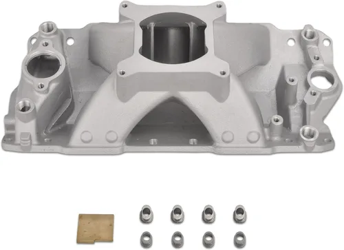Miniatura 9 de Colector de admisión de doble plano satinado Compatible con SBC de bloque pequeño Chevy 265 350 400 de 1956-1986