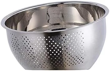 Miniatura 9 de Meisha - Cuenco de lavado de arroz, colador versátil 3 en 1 de acero inoxidable y colador de cocina con escurridor lateral para arroz, verduras
