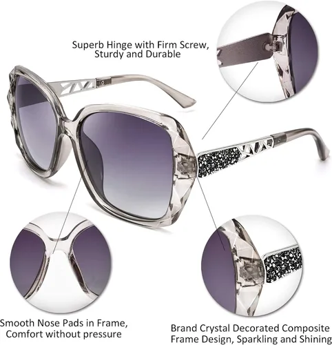 Miniatura 27 de FEISEDY - gafas de sol polarizadas para mujer, marco compuesto brillante B2289
