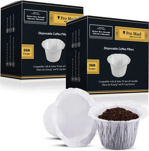 Pro Mael Filtros de café desechables K Cup de papel para cafeteras Keurig de una sola porción 1.0 y 2.0, uso con cápsulas reutilizables K Cup, color