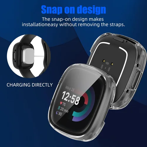 Miniatura 6 de Paquete de 6 fundas protectoras de pantalla para Fitbit Sense 2 / Versa 4 [cobertura completa], parachoques de policarbonato duro, accesorios