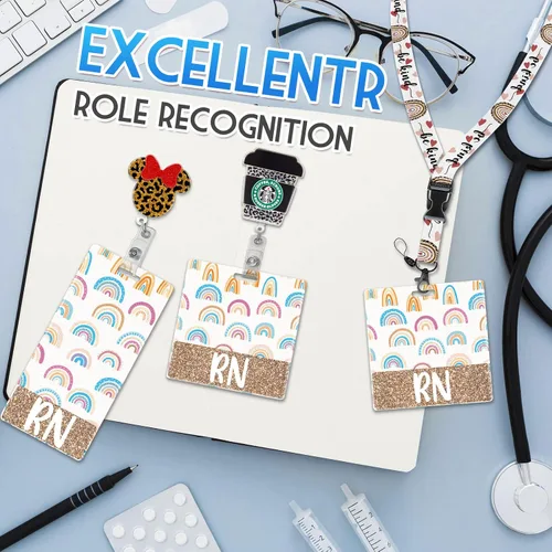 Miniatura 4 de Plifal RN Porta Insignia con Soporte de Tarjeta para Enfermera, Accesorios de Enfermería, Insignia de Enfermera Registrada Horizontal, Rn Rainbow