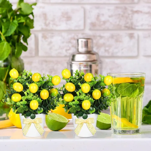 Miniatura 6 de Jexine Juego de 3 bandejas escalonadas de frutas de verano para decoración de plantas artificiales, casa de campo, decoración del hogar, mini