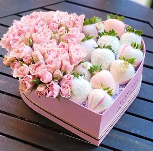 Miniatura 2 de UNIKPACKAGING Juego de 3, flores en forma de corazón/cajas de regalo (rosa)