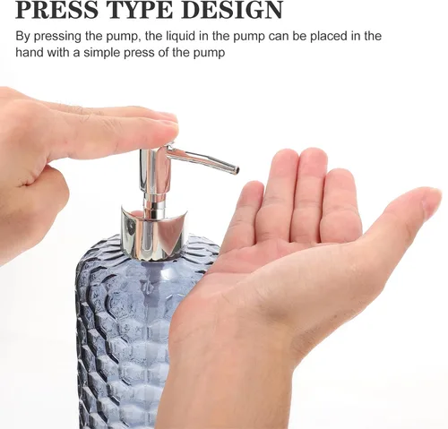 Miniatura 8 de VICASKY Glass Pump Bottle with Silver Cap Refillable Hand Soap Dispenser for Shampoo Lotion Body Wash Large Capacity Easy-Press Multi-Function