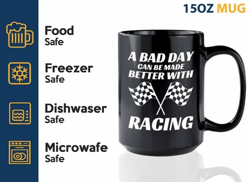 Miniatura 3 de Taza de café Racer de 15 onzas, color negro, Better With Racing - Fuel Speed Racer Car Guys Circuit Automotriz Racing Boy Regalos para él, papá