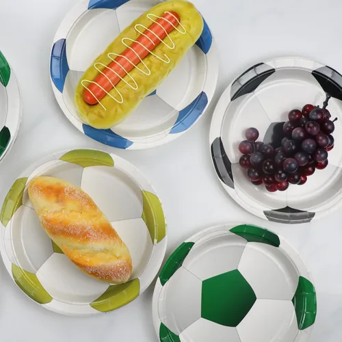 Miniatura 3 de 40 platos decorativos para fiesta de fútbol, incluyendo platos de postre desechables de 9 pulgadas para niños, fanáticos de deportes, eventos, día