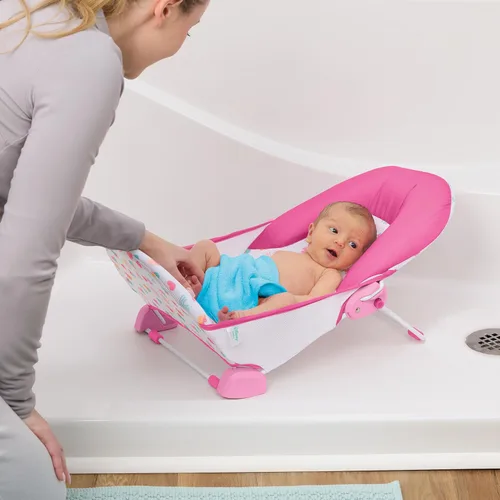 Miniatura 11 de Bright Starts Disney Baby Minnie Mouse - Asiento de baño plegable de 2 posiciones para bebé, soporte ajustable para fregadero o bañera, edades de 0