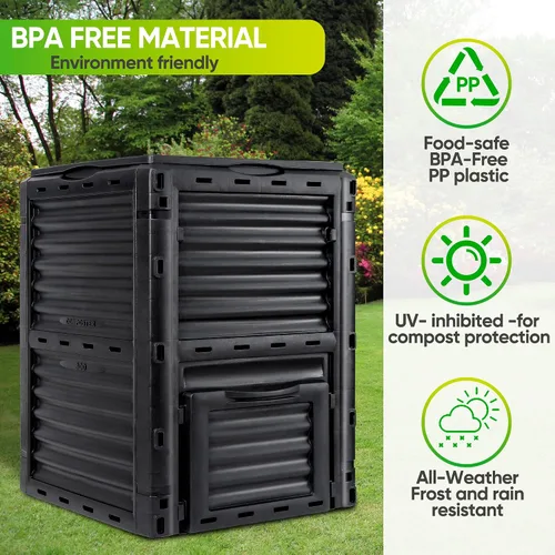 Miniatura 5 de F2C Contenedor de Compost de Jardín de Material Libre de BPA - 80 Galones (300 L) Contenedor de Compost Grande con Aireación Caja de Compost