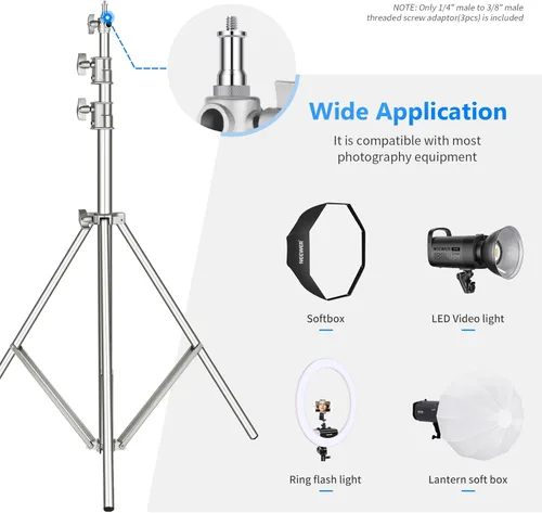Miniatura 5 de NEEWER ST23 - Paquete de 3 adaptadores de rosca estándar de 1/4 a 3/8 pulgadas, adaptador de rosca para soporte de luz de estudio, adaptador