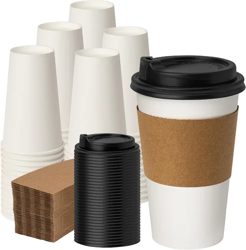 Miniatura 13 de METAPRINT 500 unidades de 12 onzas tazas de papel desechables para café, tazas de papel blancas para café caliente para cafeterías, bistrós, fiestas