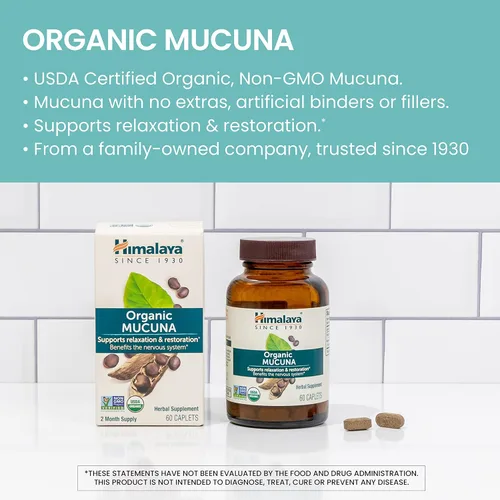 Miniatura 3 de Himalaya Mucuna Pruriens / Kapikachhu, equivalente a 3,706 de polvo de Mucuna Pruriens para calmar y relajar, 60 unidades (paquete de 1) cápsulas