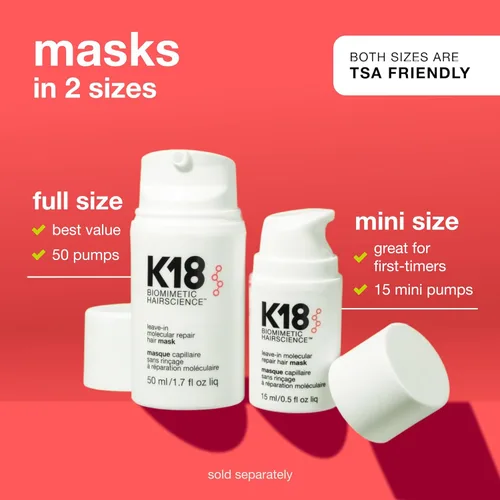 Miniatura 8 de K18 Mascarilla molecular sin enjuague de tamaño completo, repara el cabello seco o dañado, revierte el daño del cabello por blanqueador