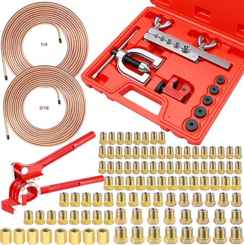 Miniatura 11 de smseace 26Pack Kit de línea de freno de 3/16 pulgadas Incluye 25 pies de líneas de freno bañadas en cobre con accesorios