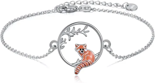 YAFEINI Animal Bracelet Sterling Silver SlothHummingbirdAxolotlPenguinRed Panda Bracelet Cute Animal Jewelry for Women Girls Gifts