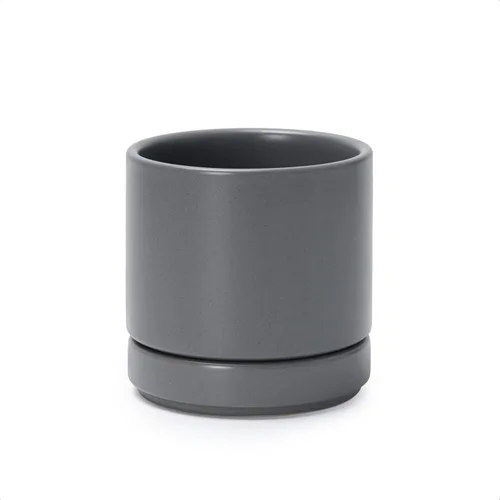 Miniatura 87 de D'vine Dev Maceta de cerámica de 10 pulgadas con orificio de drenaje y platillo, maceta redonda cilíndrica para interiores, color negro, 94-O-E-2