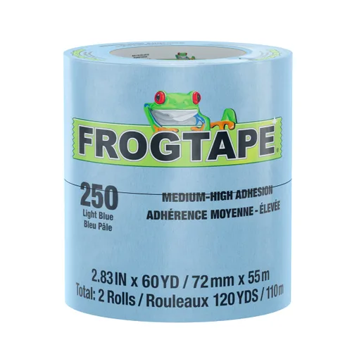 Miniatura 11 de FrogTape Cinta adhesiva de grado de rendimiento de temperatura moderada, 250 unidades, color azul claro, adherencia media-alta, 0.472 in x 180.4 ft