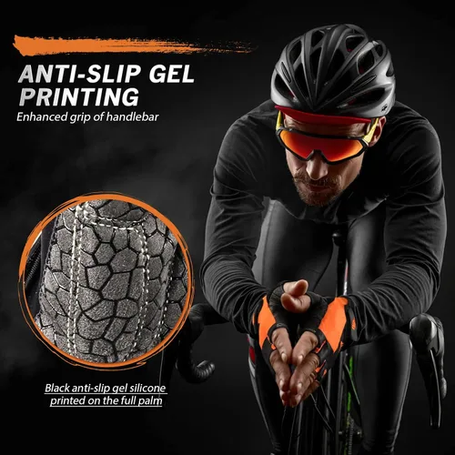 Miniatura 5 de Guantes de bicicleta para hombres y mujeres con almohadilla antideslizante que absorbe los golpes, guantes de ciclismo ligeros de medio dedo