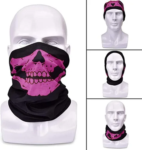 Miniatura 6 de Paquete de 6 bandanas de calavera para hombres, polainas de cuello para mujeres, máscara facial para motocicleta, protección contra el polvo