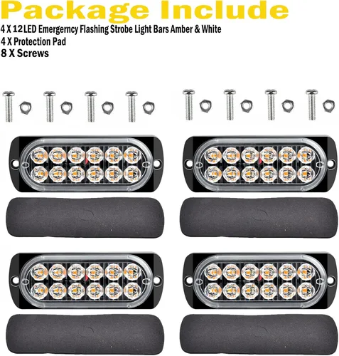 Miniatura 6 de Barra de luz estroboscópica intermitente de advertencia de peligro de emergencia de 12 LED, ultra delgada, para vehículos todoterreno, ATV