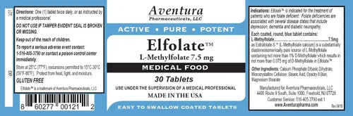 Miniatura 2 de ELFOLATE® 7.5 mg L-metilfolato metil folato metilfolato suplemento alimenticio médico fuerza profesional activo puro potente 30 tabletas
