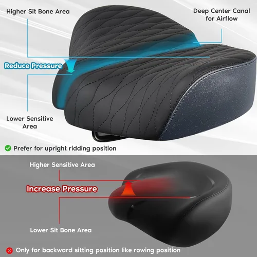 Miniatura 3 de X WING New-Age Noseless Bike Seat Cushion for Men & Women - Extra Padding & Wide - Suitable for City, Electric, Stationary Bikes - Compatible with