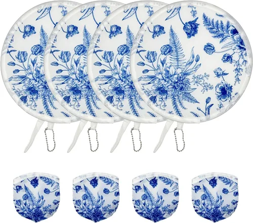 Miniatura 50 de 4 ventiladores de mano redondos plegables, 4 estilos, ventiladores de mano plegables de refrigeración, ventiladores plegables japoneses redondos