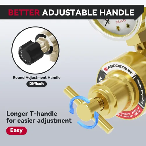 Miniatura 5 de ARCCAPTAIN Medidores de regulador de oxígeno Soldadura de gas, 0-4000PSI y 0-100PSI Medidores de gas de soldadura con conexión de entrada CGA 540