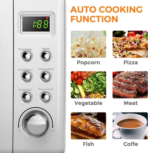 Miniatura 3 de LDAILY Horno de microondas pequeño retro de 0.7 pies cúbicos, microondas compacto de encimera de 700W con 5 niveles de potencia, menús de cocción
