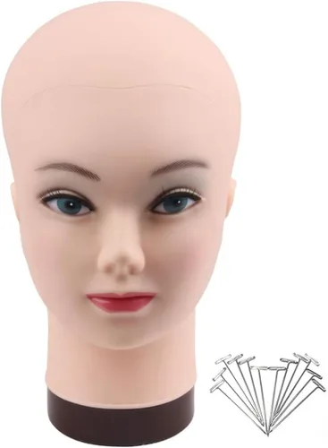 Miniatura 8 de HAIRWAY Cabeza de maniquí femenina, soporte de maniquí de cosmetología, cabeza de maniquí para pelucas, maniquí de muñeca para hacer pelucas y Marrón