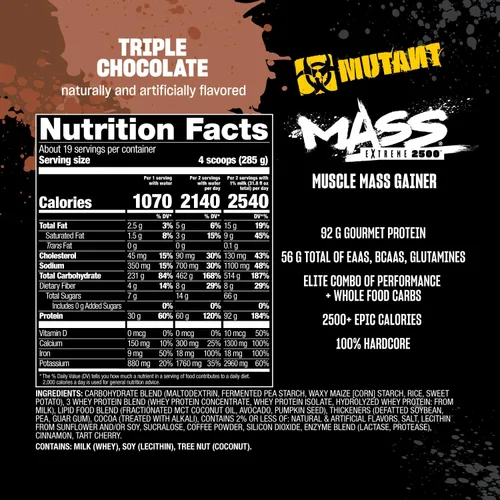 Miniatura 6 de Mutant Mass Extreme Gainer - Proteína de suero en polvo - Construye tamaño muscular y fuerza - Calorías limpias de alta densidad