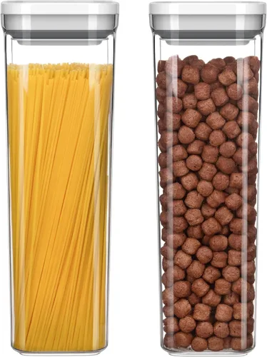 MR.SIGA Juego de 2 recipientes herméticos para almacenamiento de alimentos, sin BPA, recipientes herméticos para almacenamiento de espaguetis de