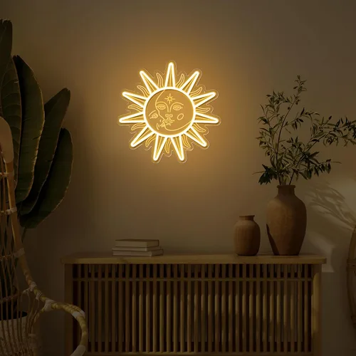 Miniatura 5 de Ganeen Letrero de Neón Naranja Amanecer Atardecer Arte de Pared Boho Luces de Neón para Dormitorio Sol en el Horizonte Letreros LED de Pared USB