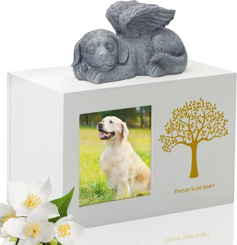 Miniatura 9 de Urna de mascota para cenizas de perro, caja de madera negra para cenizas, caja de cenizas de mascotas con bolsa de ángel y cenizas de perro