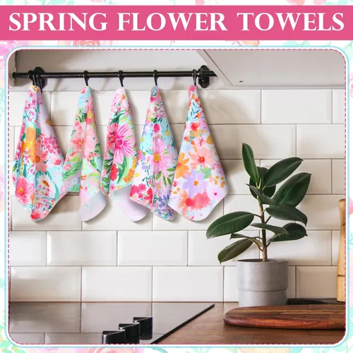 Miniatura 3 de Paquete de 36 paños de limpieza reutilizables de algodón lavables de flores brillantes para el hogar (color nitid)