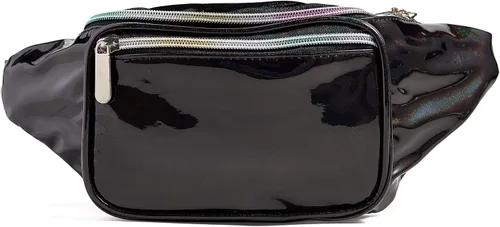 Miniatura 2 de Riñonera de arcoiris, holográfica, dorada, negra, de tiburón, para mujeres, niñas, paara fiesta o festival), CT-0002