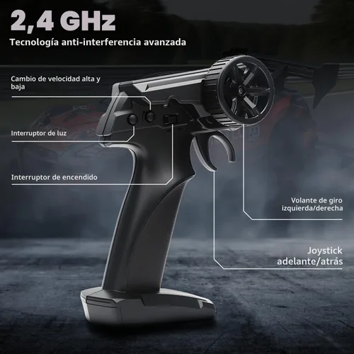 Miniatura 7 de Coche de deriva a control remoto a escala 1:24 para niños, 2.4 GHz, 20 KM/H, 4WD, autos RC de alta velocidad con luz LED, dos baterías y neumáticos