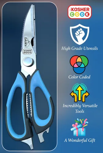 Miniatura 2 de Tijeras de cocina azul lechero – Tijeras resistentes con cuchillas ultra afiladas y asas de agarre de goma cómodas – Herramientas de cocina Verde