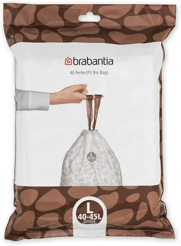 Miniatura 22 de Bolsas de basura Brabantia PerfectFit (Tamaño M/16 Gal) Bolsas gruesas de plástico para caneca de basura con asas de cordón (40 bolsas)